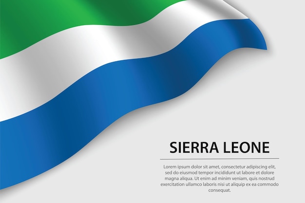 Golf vlag van Sierra Leone op witte achtergrond Banner of lint vector sjabloon voor onafhankelijkheidsdag