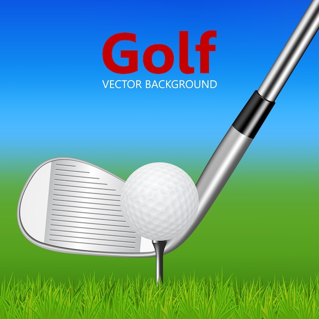 Vector golfachtergrond - golfclub en bal op tee