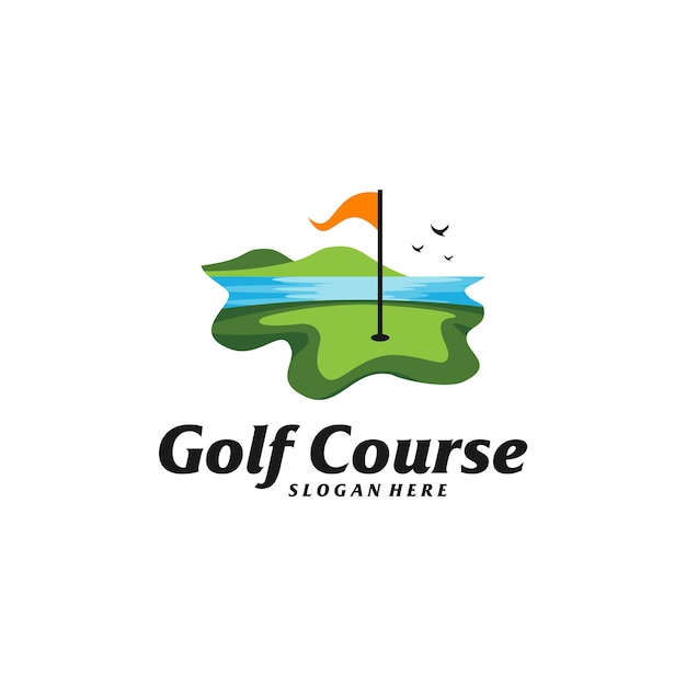 Golfbaan logo ontwerpsjabloon golfbaan logo concept vector creatief pictogram symbool