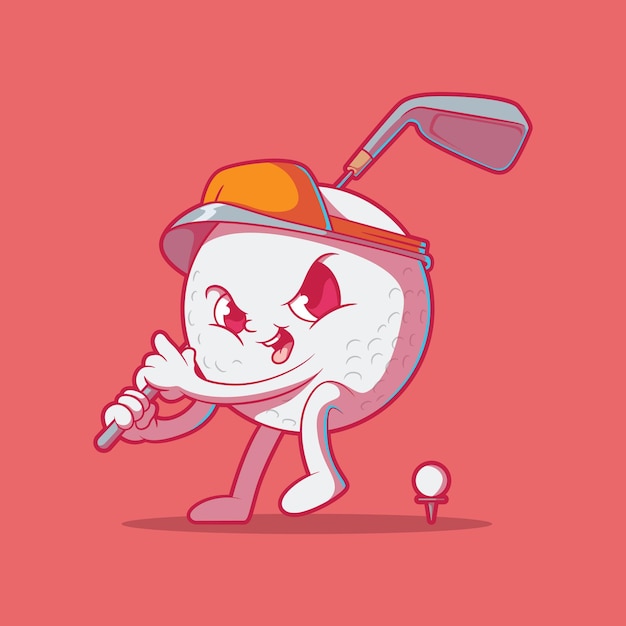 Golfbal karakter spelen golf vectorillustratie Game Sport merk ontwerp reclame