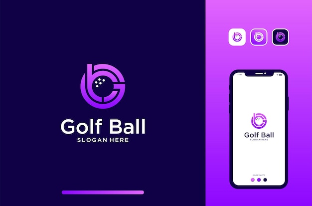 Golfbal logo-ontwerp met letter B en G