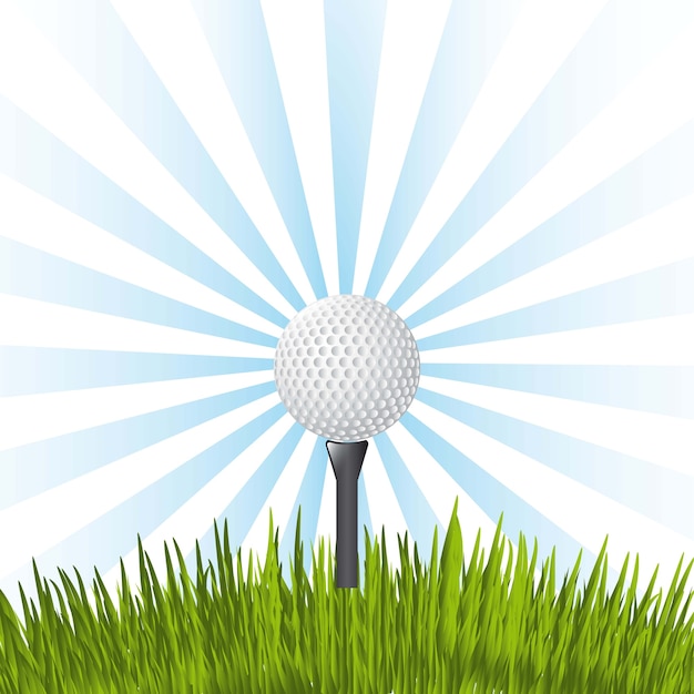 Vector golfbal over blauwe achtergrond vectorillustratie