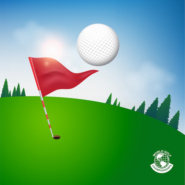 Golfbal Vectorconcept Golftoernooienwereld