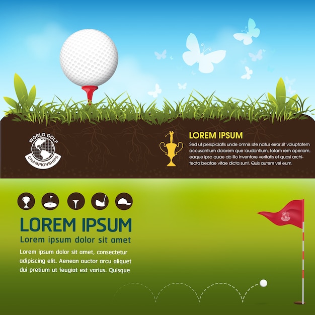 Golfbal Vectorconcept Golftoernooienwereld