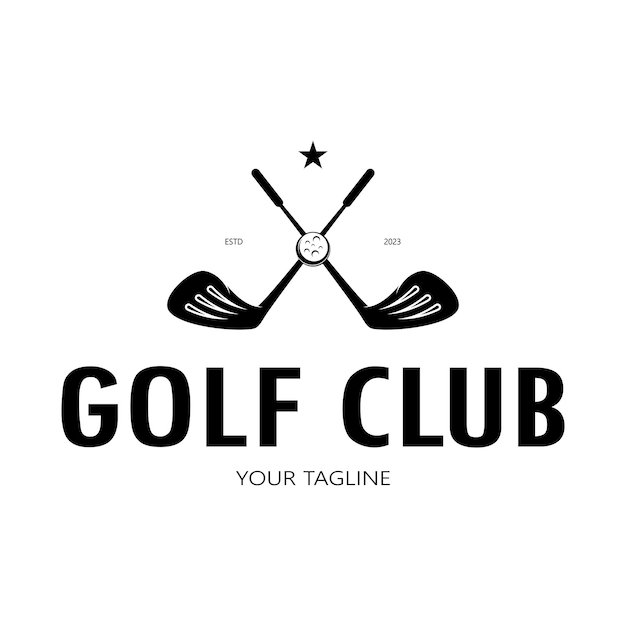 Golfballogo Golfsticklogo voor professioneel golfteam, golfclub, toernooi, golfwinkel