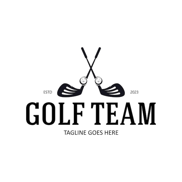 Golfballogo Golfsticklogo voor professioneel golfteam, golfclub, toernooi, golfwinkel