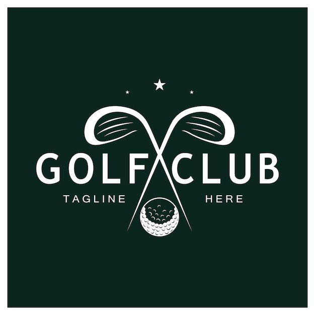 Golfballogo Golfstoklogo voor professionele golfclubtoernooien golfwinkelzaken