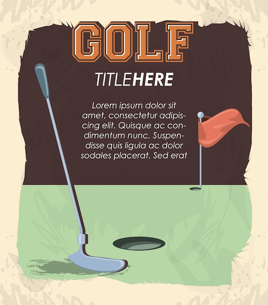 Vector golfclub retro banner met stok