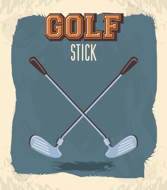 Golfclub retro banner met stok