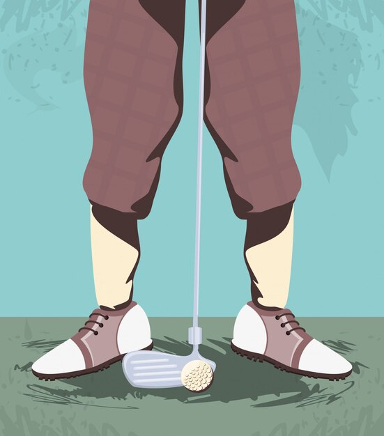 golfer feet on golf course 