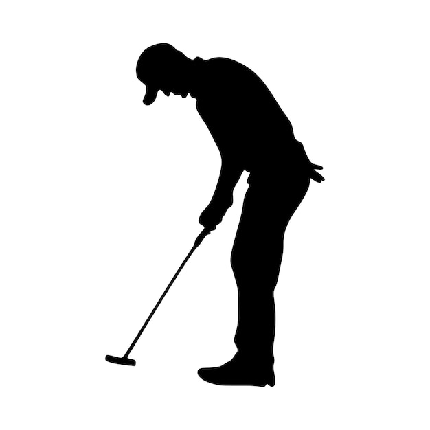 Golfer vector silhouette art illustration in trendy flat style isolated on white background. Symbol