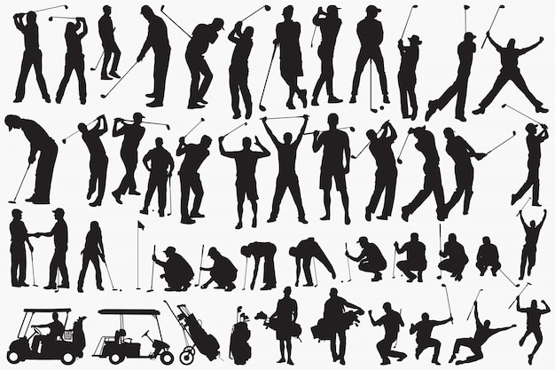 Vector golfers silhouetten