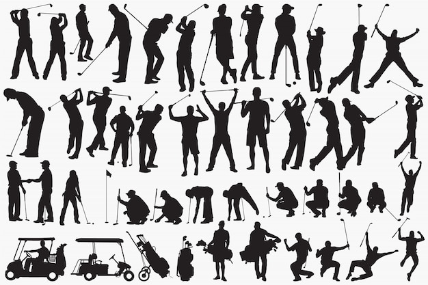 Vector golfers silhouettes