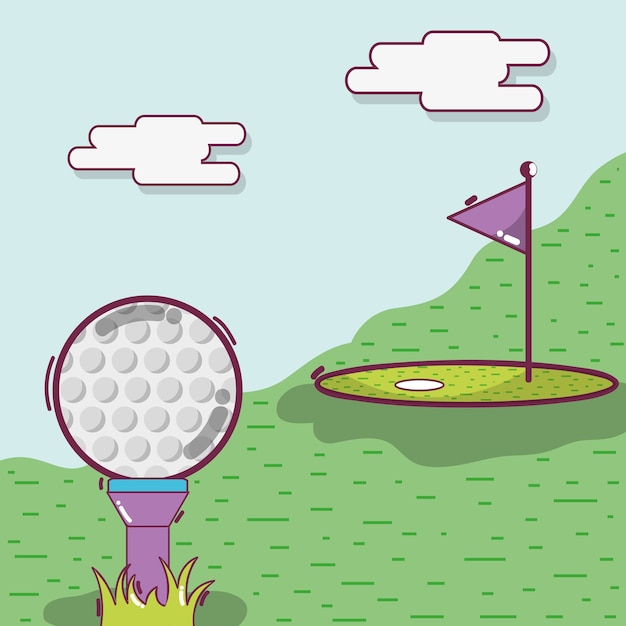 Vector golfspel met bal en vlag