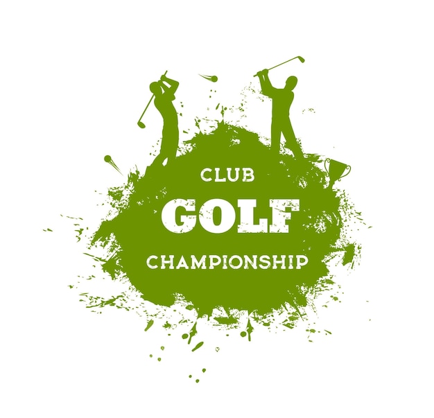 Golfspelers silhouetten grunge sport banner