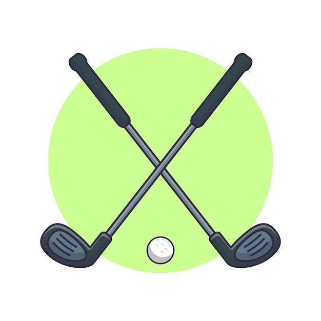 Golfstok en bal cartoon vectorillustratie