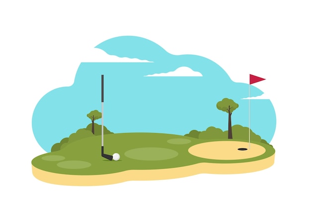 Vector golfvlag met bal vlakke stijl ontwerp vector