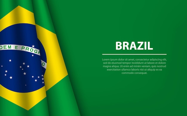 Golfvlag van Brazilië met copyspace-achtergrond