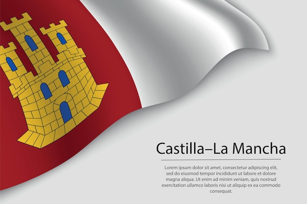 Golfvlag van Castilla La Mancha is een regio van Spanje Banner of lint vectorsjabloon