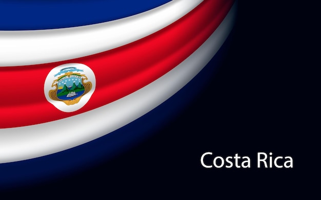 Golfvlag van Costa Rica op donkere achtergrond