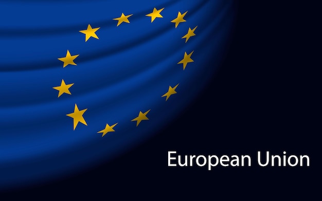 Golfvlag van de europese unie op donkere achtergrond banner of lint vectorsjabloon