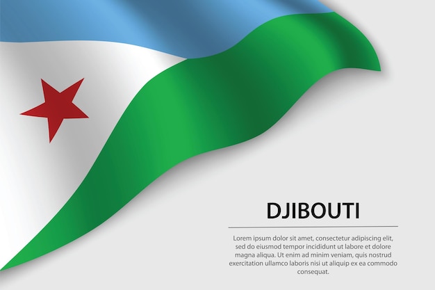 Golfvlag van Djibouti op witte achtergrond Banner of lint vectormalplaatje voor onafhankelijkheidsdag