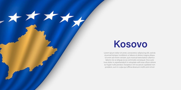 Golfvlag van Kosovo op witte achtergrond