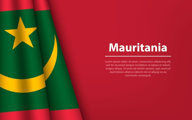 Golfvlag van Mauritanië met copyspace-achtergrond