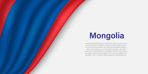 Golfvlag van Mongolië op witte achtergrond