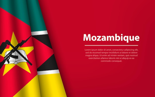 Golfvlag van mozambique met copyspace-achtergrond