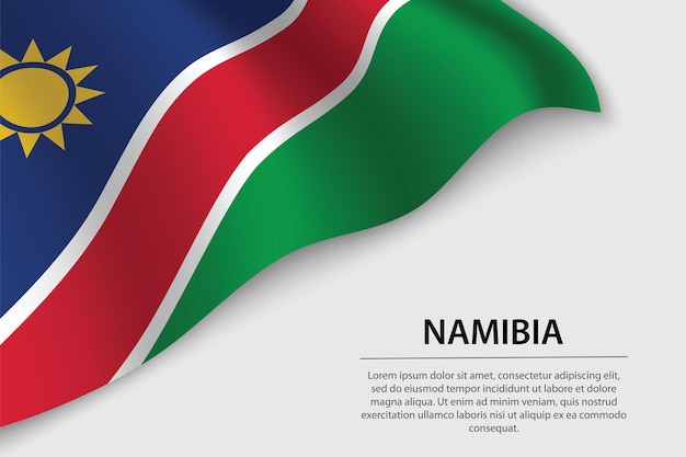 Golfvlag van namibië op witte achtergrond banner of lint vectormalplaatje voor onafhankelijkheidsdag