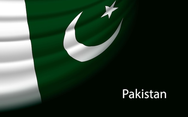 Golfvlag van Pakistaanse donkere achtergrond Banner of lint vectorsjabloon