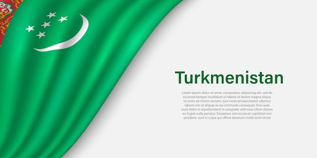 Golfvlag van Turkmenistan op witte achtergrond