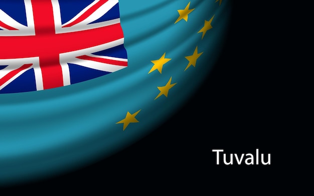 Golfvlag van tuvalu op donkere achtergrond