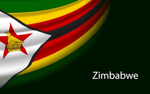 Golfvlag van Zimbabwe op donkere achtergrond