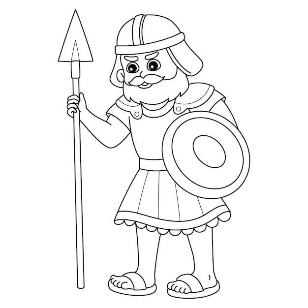 Goliath with Spear Isolated Coloring Page for Kids