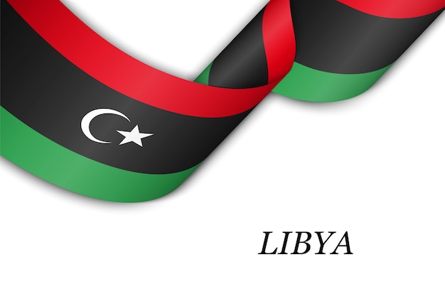 Golvend lint met vlag van Libië.