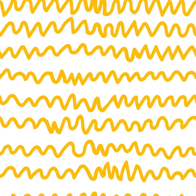 Golvende gele strepen op wit naadloos patroon als achtergrond