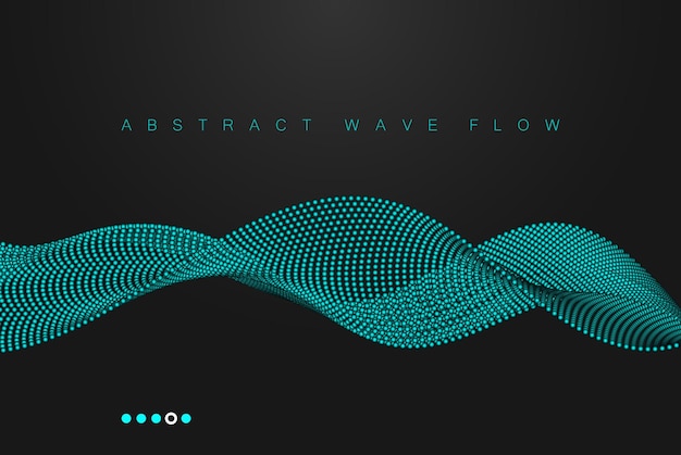 Golvende matrix met ronde deeltjes Abstracte achtergrond van vloeiende golfstroom van deeltjes