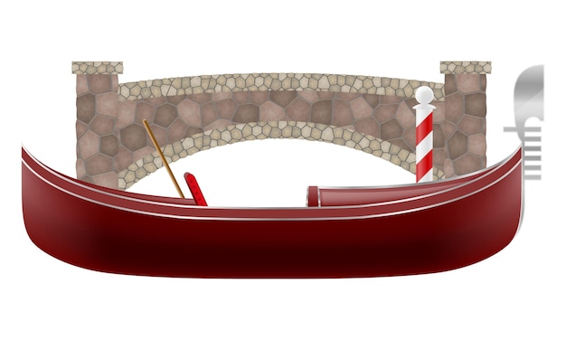 Традиционная итальянская лодка гондолы на векторной иллюстрации венеции
