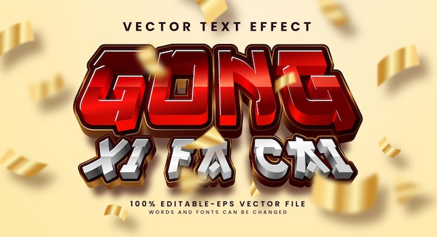 Gong xi fa cai editable text style effect with chinese new year theme. suitable for asian event concept.