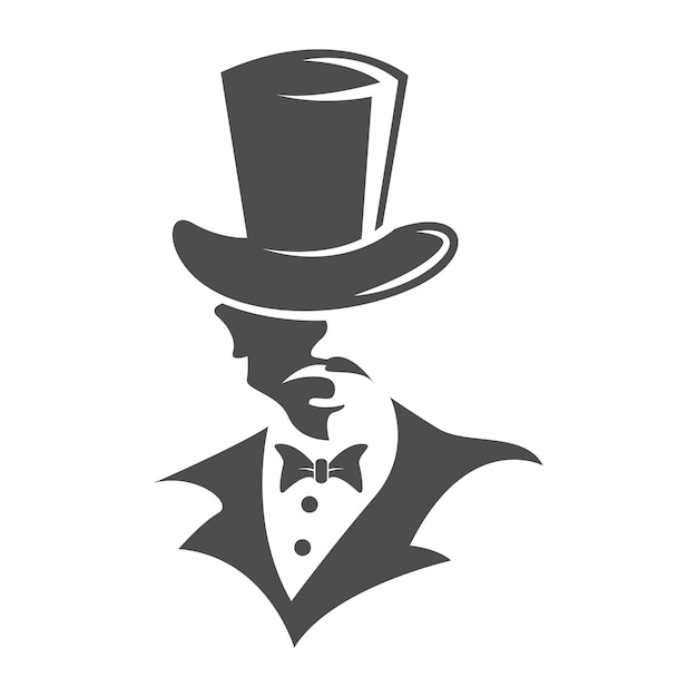 Vector goochelaar en goochelaar hoed pictogram logo ontwerp