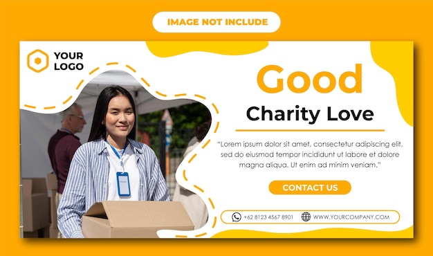 Vector good charity banner template with yellow background