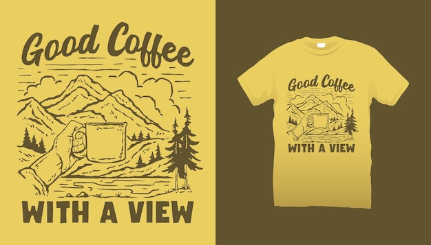 Good coffee with a view mountain illustration