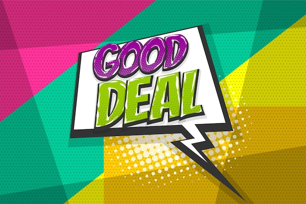 Good deal sale burst wow colored comic text collection sound effects pop art style speech bubble