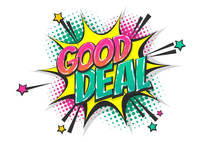 Vector good deal sale radial hand drawn pictures effects comic dialog text cloud