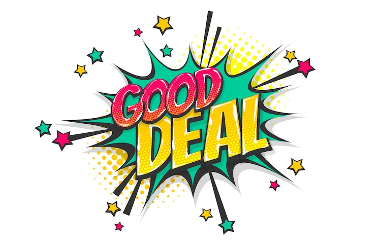 Vector good deal sale radial hand drawn pictures effects comic dialog text cloud