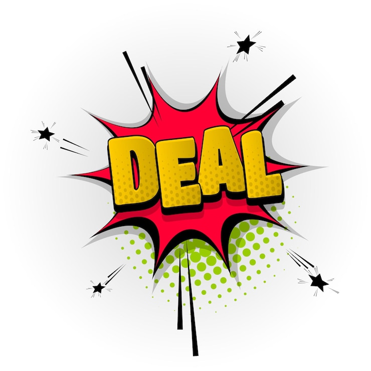 Vector good deal sound comic book text effects template comics speech bubble halftone pop art style