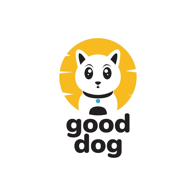 Good dog pets with sunset logo design