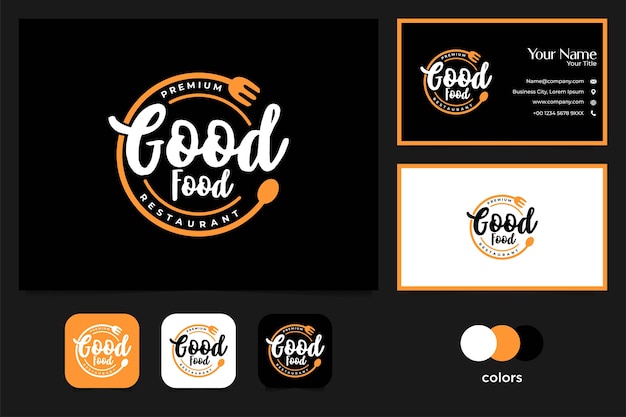 Good food vintage logo design and business card